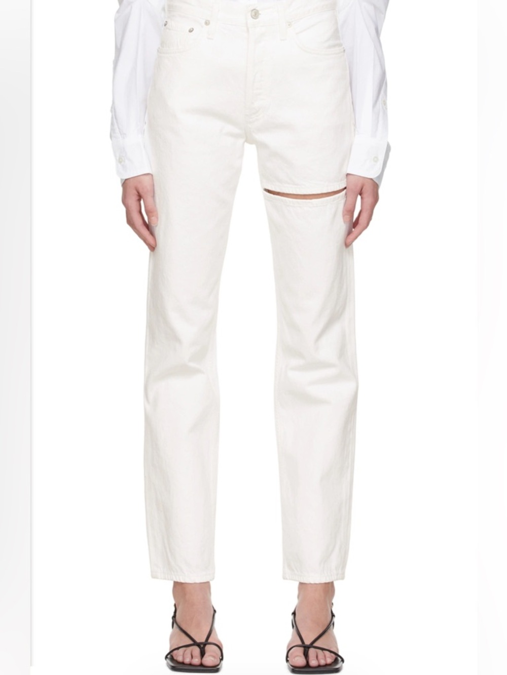 AGOLDE White Lana Slice Straight Jeans